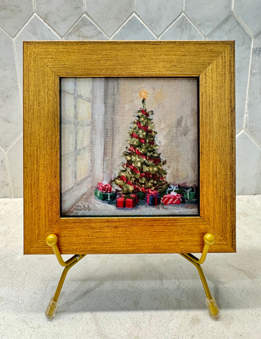 Libby Dibb for Spool House "Christmas Tree" 4x4 Framed Giclee