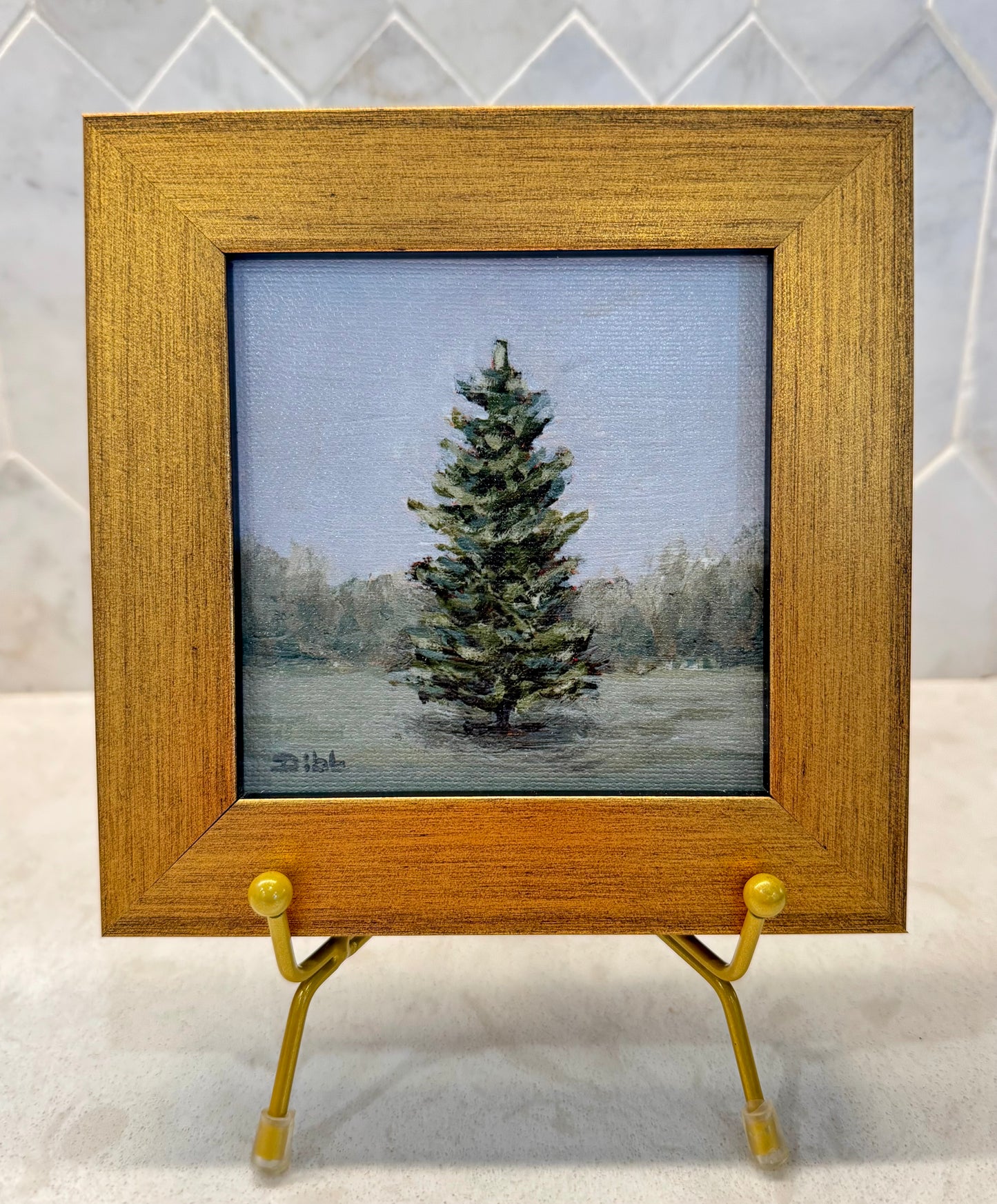 Libby Dibb for Spool House "Blue Spruce" 4x4 Framed Giclee